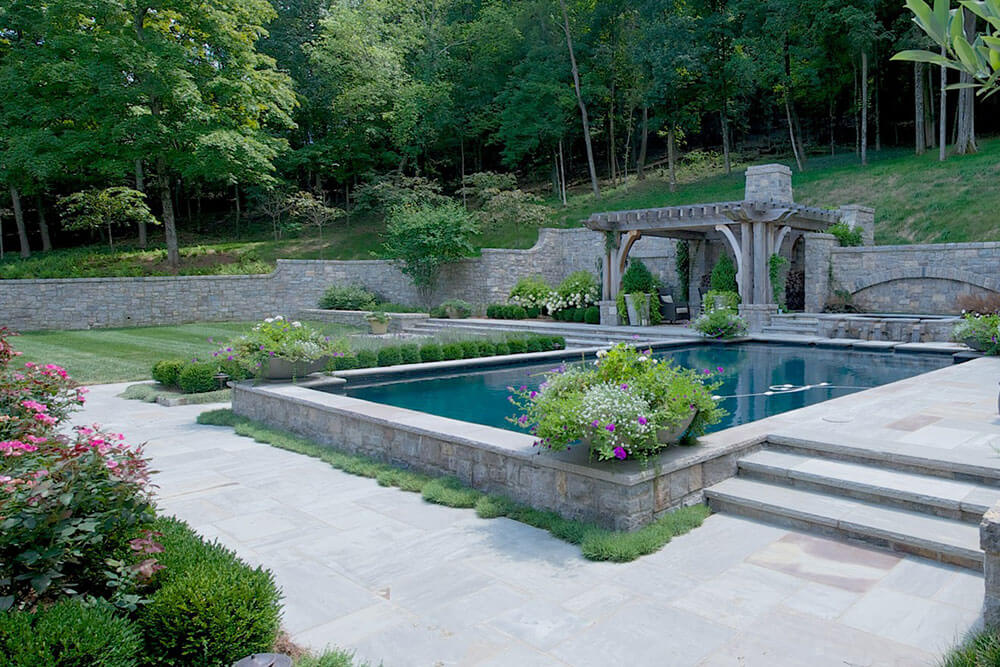 The Parke Company landscaping around a pool