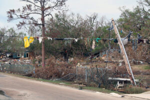 Damaged street after a storm