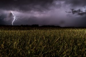 Lightning striking in a storm