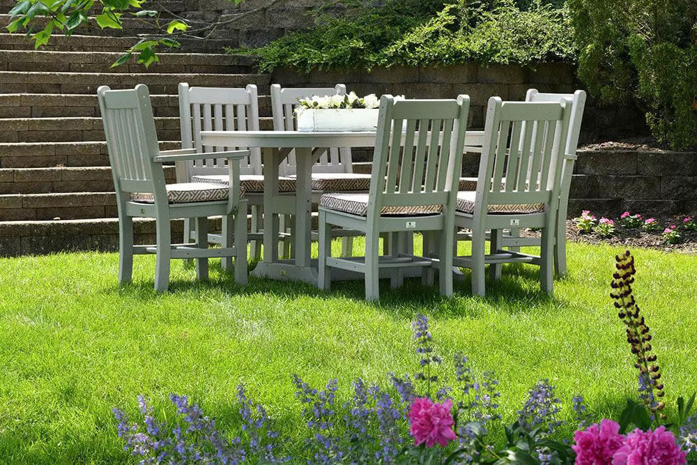 Table and chairs in a garden