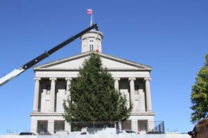 Christmas tree outside of the capital building