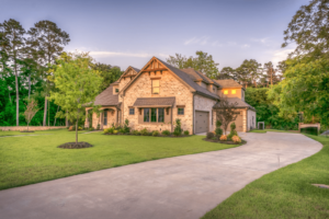 Beautiful front yard of a big house
