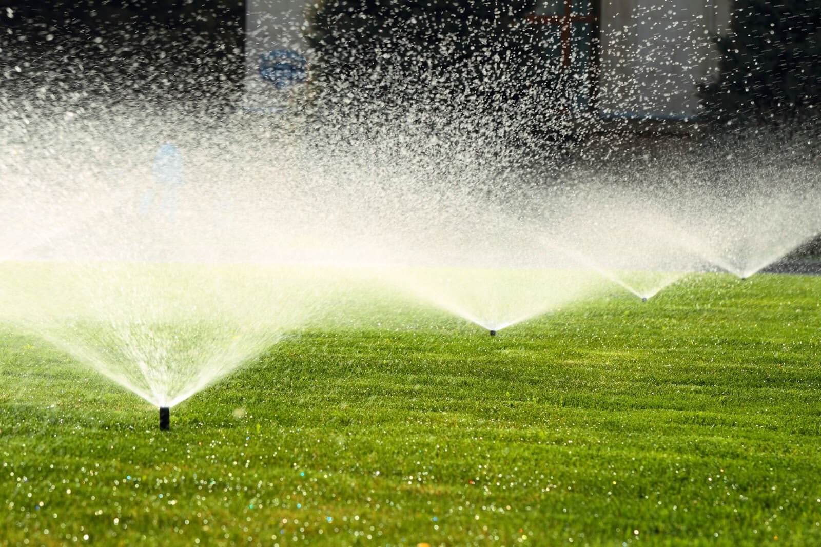 Irrigation system on a lawn.